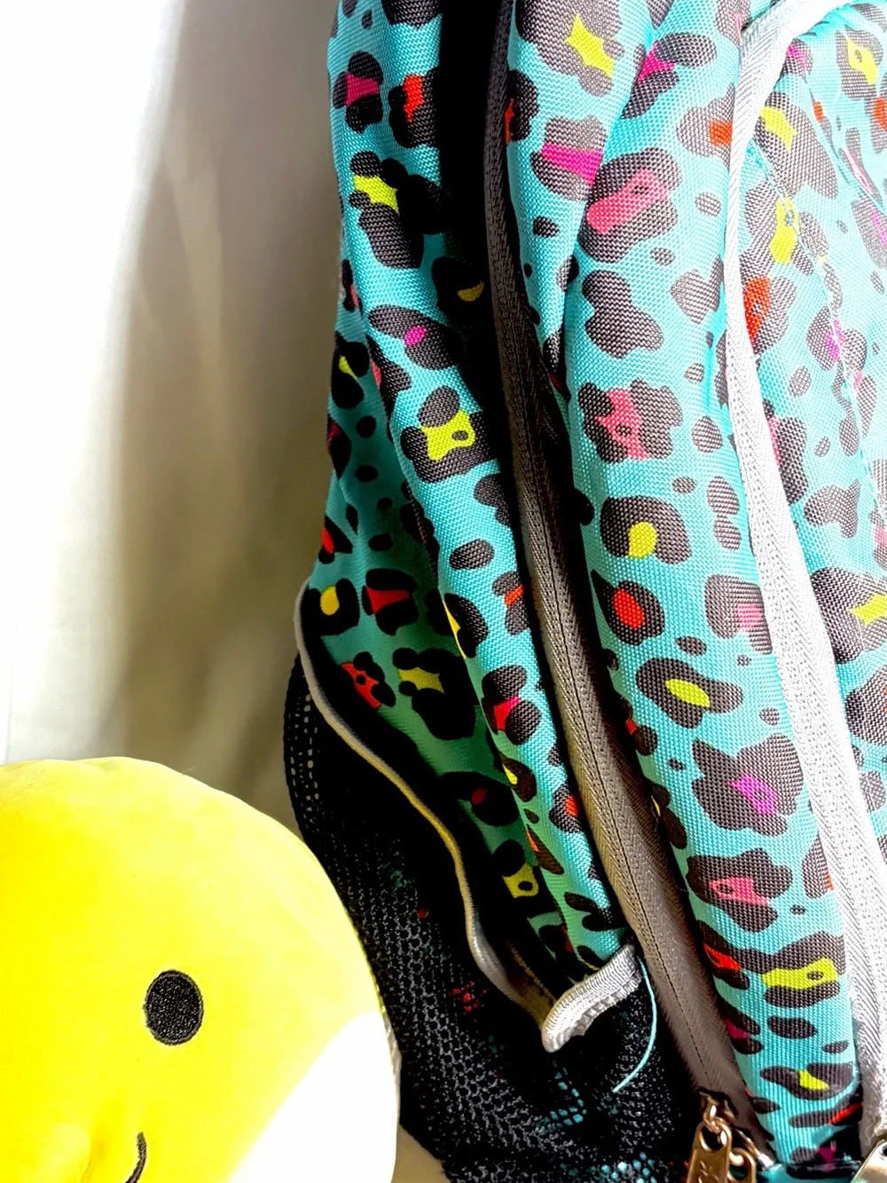 Double Dutch Club Teal Leopard Print Laptop Backpack with Padded Compartment